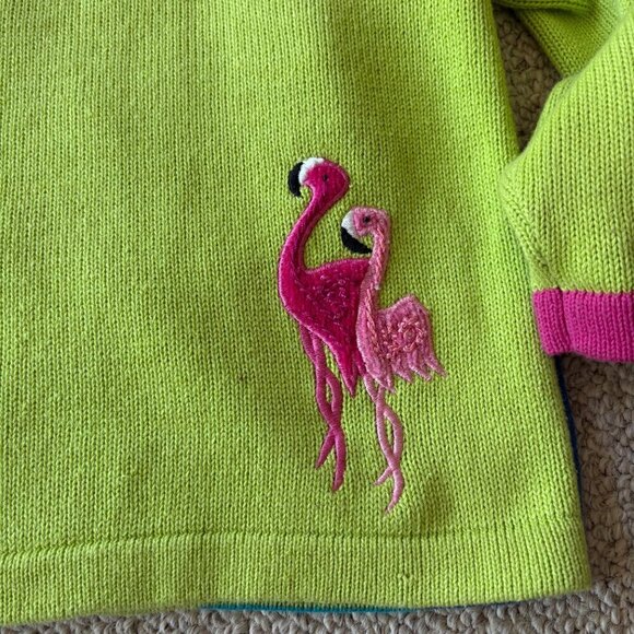 Jack B Quick Women’s Flamingo Pink Colorblock Sweater Pearl Embellished Collar - Picture 7 of 12